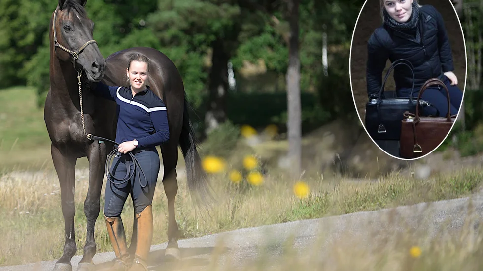 Lina Dolk har fört in lite mode i sitt företag. För någon månad sedan presenterade hon en väskkollektion. "Det var superroligt att få döpa dem efter hästar som betytt mycket i min karriär" säger hon.
