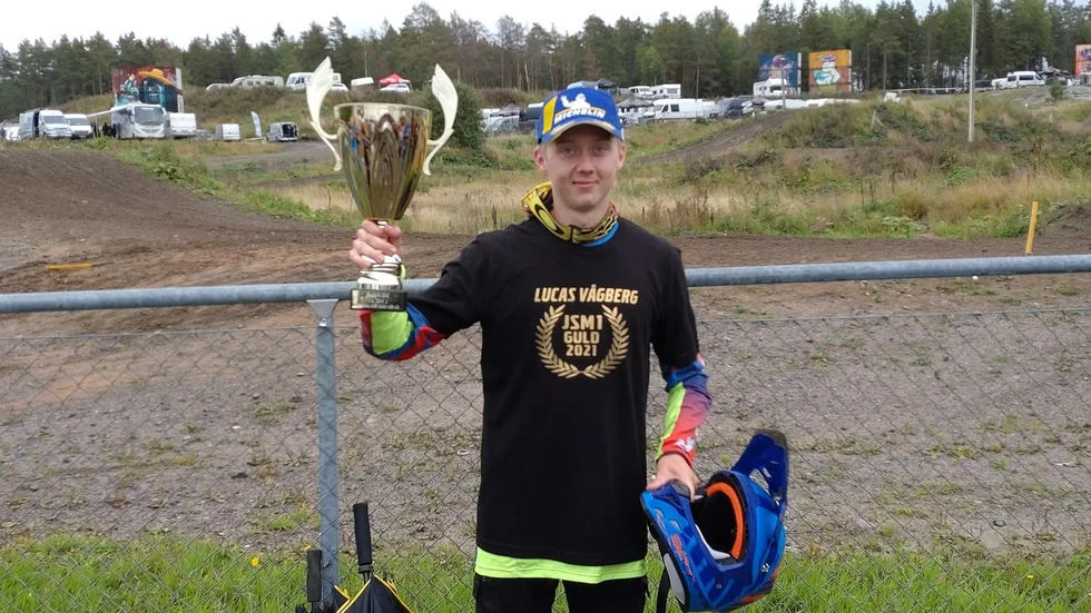 Lucas Vågberg vann JSM1-guld i Enduro.