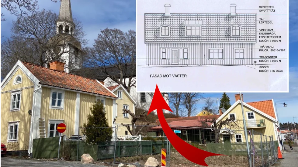 Än så länge syns bara en grop, men snart ska ett nytt hus växa fram på tomten Munken 12 i centrala Mariefred.