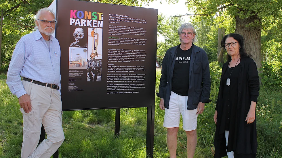 Leif O Pehrson, Krister Nordstedt och Gunilla Haga, Kulturverkstan K-ringen bjuder in till Motalas nya "konsthall", en konstscen i Ringenparken. 