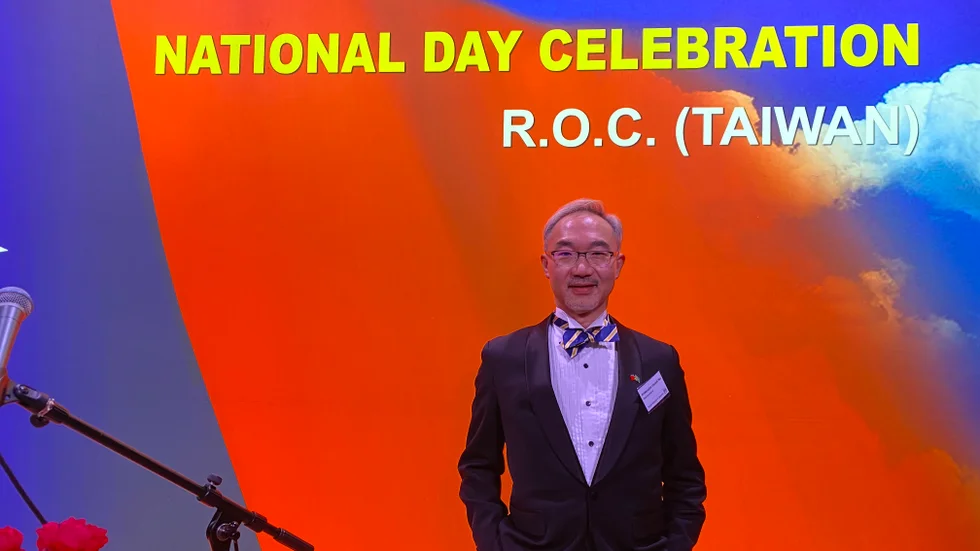 Taiwans representant i Sverige, Vincent Yao, vid tisdagens nationaldagsfirande på Historiska museet i Stockholm.