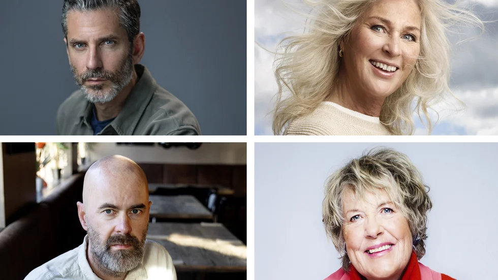 Litterär stjärnkvartett som gästar Safiren på Litterär Afton den 13 november: Jens Lapidus, Åsa Hellberg, Patrik Svensson och Catharina Ingelman-Sundberg.
