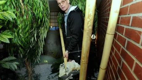 Här har ungdomarna slitit upp bamburör som varit fastgjutna så att de kan hoppa i klätterbassängen. - Det är knappt man kan tro att det är sant, säger Mikael Johansson, skyddsombud.    Foto: Titti Olovsson