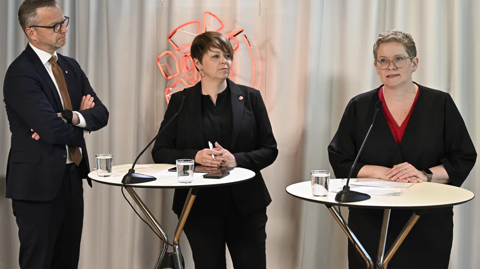Pressträff med socialdemokraterna Mikael Damberg, Katrin Stjernfeldt Jammeh från Malmö och Karin Wanngård från Stockholm om det pressade ekonomiska läget i Sveriges kommuner.