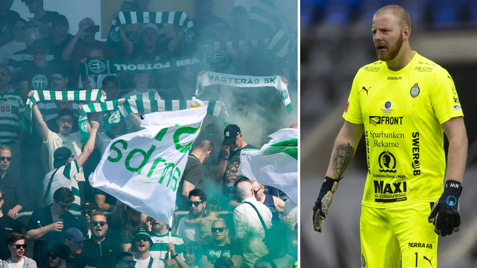 Nick Wolters maskade under stora delar av mötet med Västerås SK, till VSK-fansens missnöje.