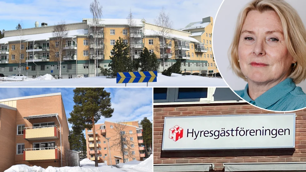 Uppe till vänster: Exempel på Skebos hus (Erikslid), nere till vänster exempel på SBB:s hus (Morö Backe). Ansvarig för förhandlingarna för Hyresgästföreningens del är Marie Hjorth. 