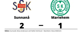 Sunnanå vann på hemmaplan mot Mariehem