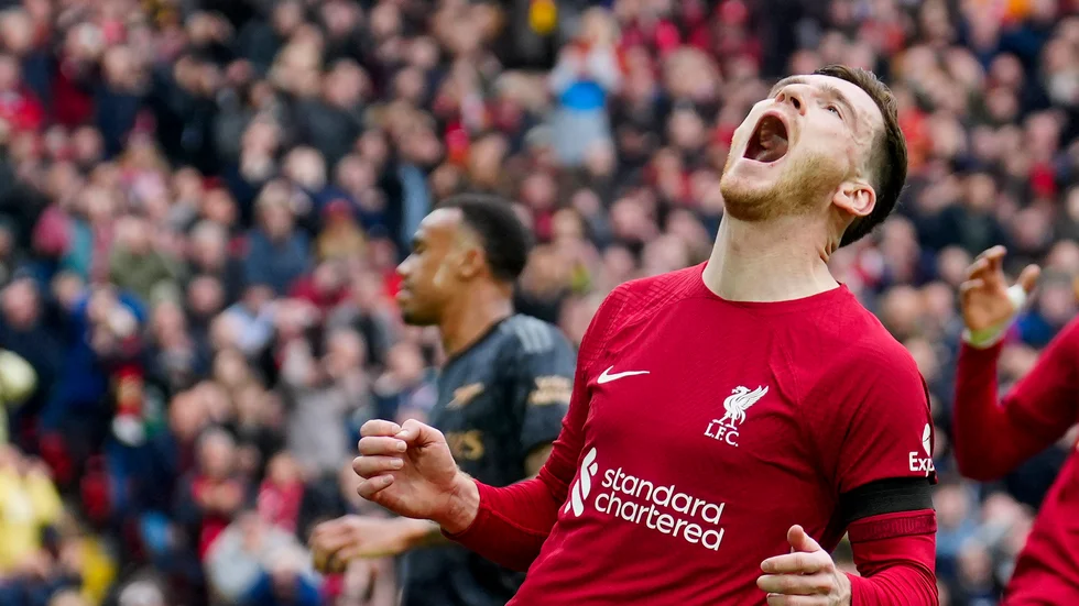 Liverpools back Andy Robertson var i fokus efter mötet med Arsenal efter ett gräl med en linjedomare.