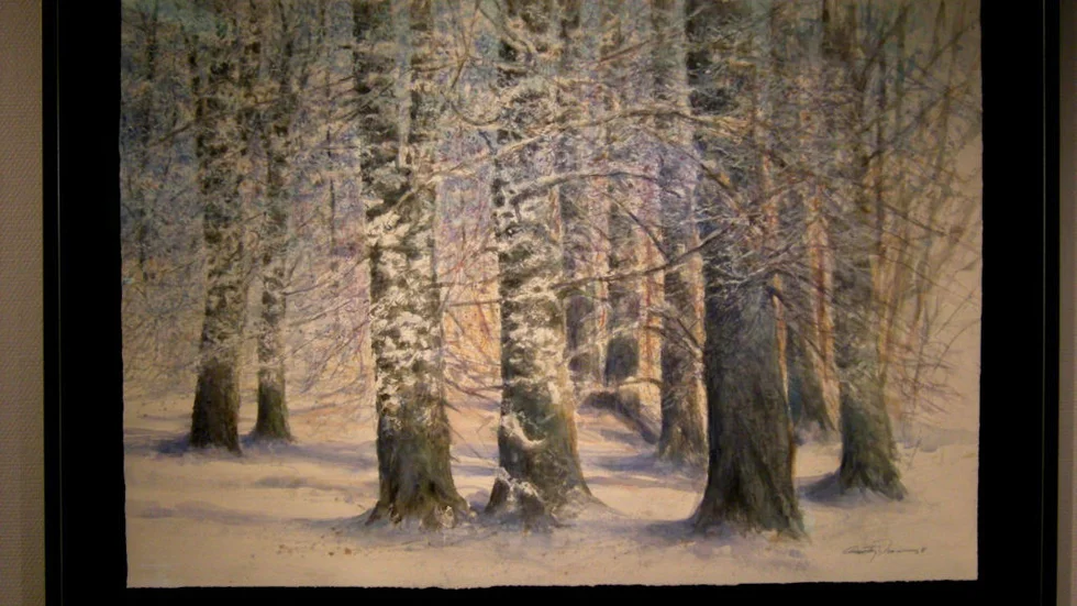 "Bokskogsvinter"  akvarell.