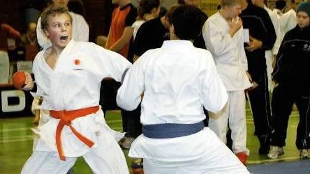 Boden Open är en av de största karatetävlingarna i Sverige och det bjöds på många sevärda matcher i Hildursborg. Här visar Johan Nordberg från Älvsbyn sitt fighting face.
