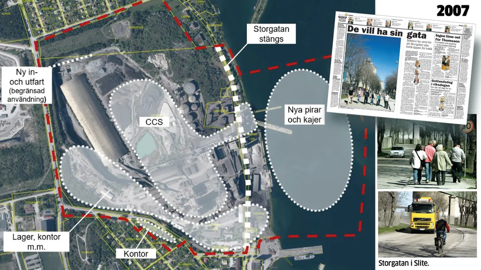 Heidelberg Materials behöver göra omfattande arbeten för att få plats med CCS-anläggningen. Det kräver både en ny detaljplan och ett nytt miljötillstånd för fabriken. Skissen över vad som ska göras är hämtad från bolagets planansökan.