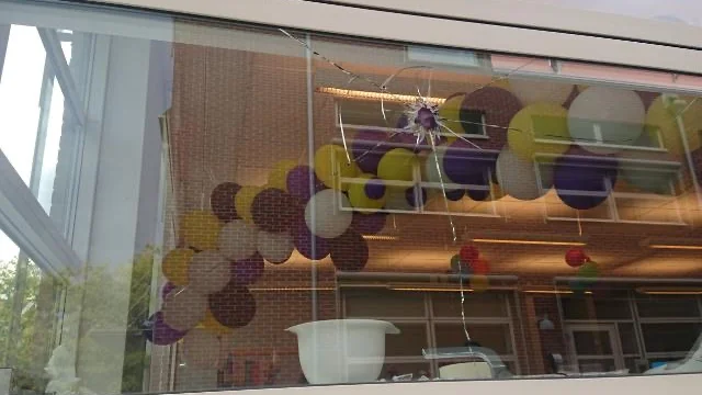 Stenen som kastades var ungefär lika stor som två tennisbollar, enligt Cat Carlsson.