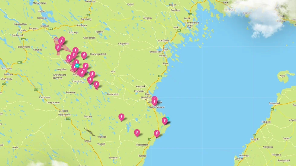 Under onsdagsförmiddagen saknade 443 elkunder ström.