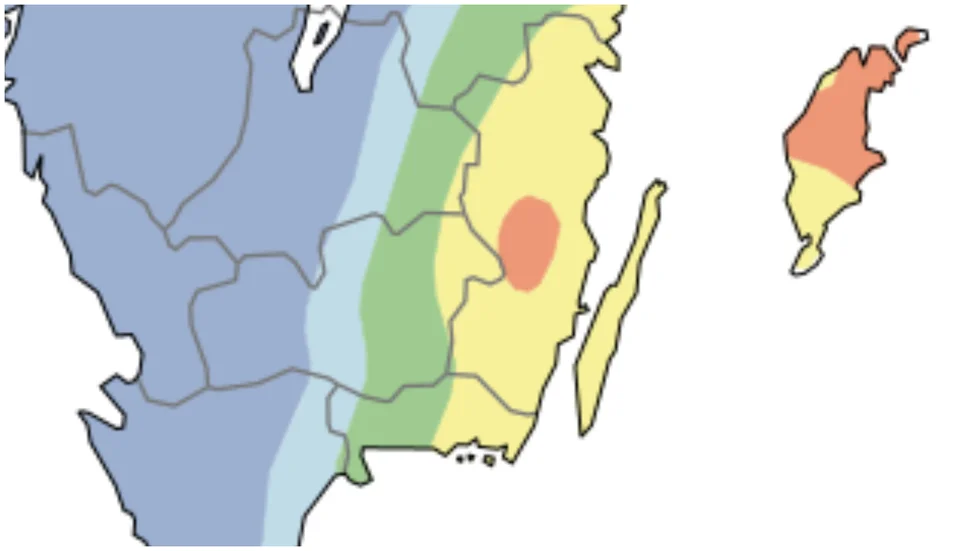 Karta över läget med grundvattennivåerna just nu, uppdaterad den 15 augusti. Kartan gäller små magasin, jämfört med nivåer under motsvarande vecka, perioden 1961-2022. Rött betyder "mycket under normal", gult "under normal" medan lila är "mycket över det normala".