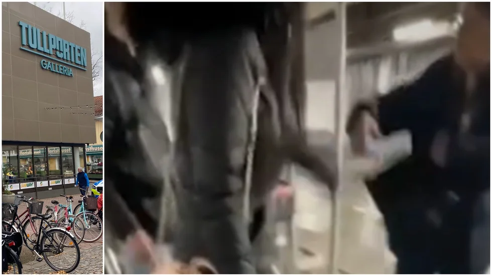 På filmen, som cirkulerar på sociala medier, syns delar av bråket som ska ha skett i fredags vid 15-tiden. 