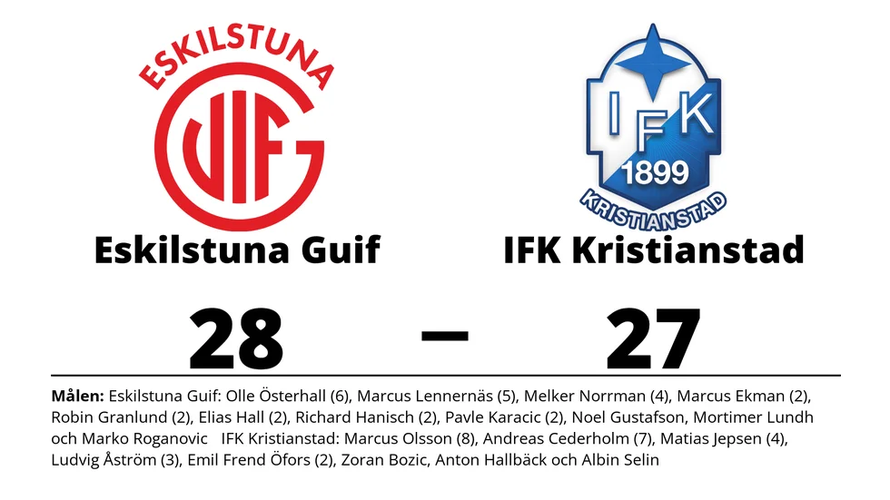 Eskilstuna Guif vann mot IFK Kristianstad