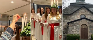 Här lussar årets lucia med sina tärnor