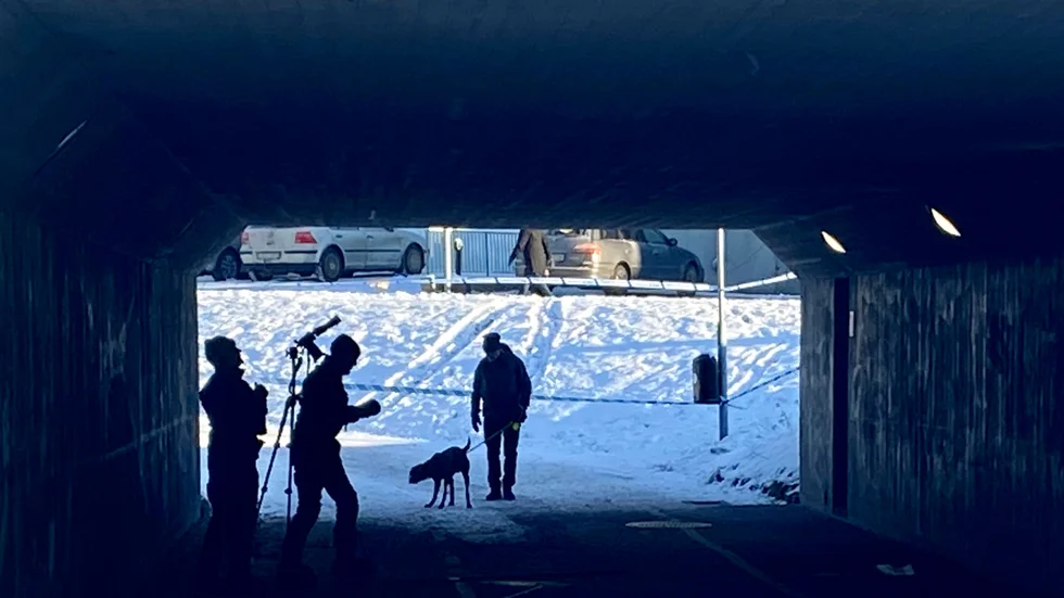 Polisens tekniker var på plats dagen efter detonationen.
