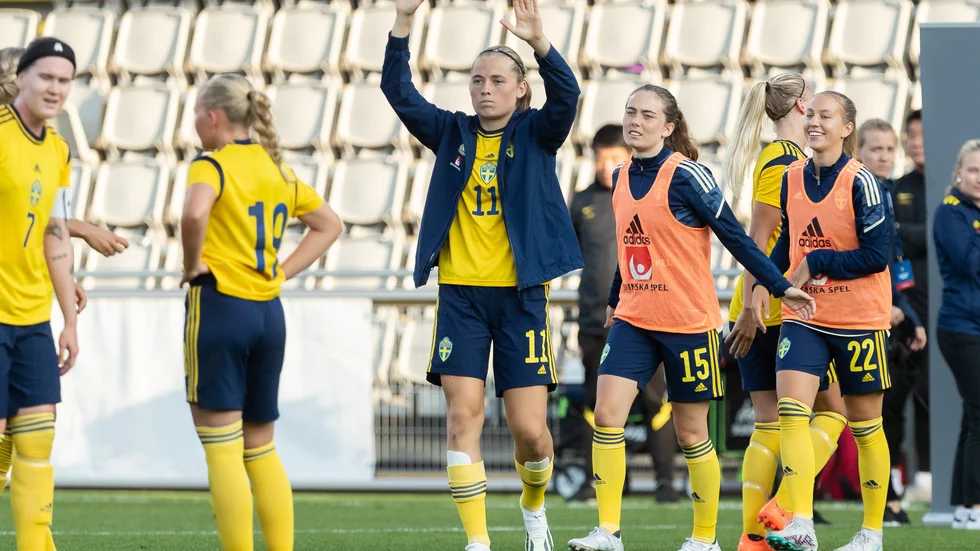 Matilda Kristell (nummer 15) under U23-samlingen. 