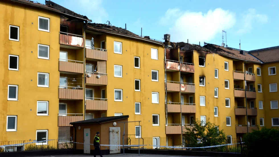 Huset på Luntgatan dagen efetr branden.