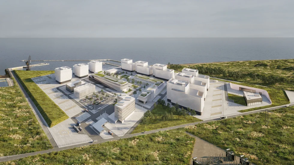 Kärnfull Nexts visionsbild av en SMR-park. Företaget kommer tillsammans med Studsvik att undersöka vägen framåt. 