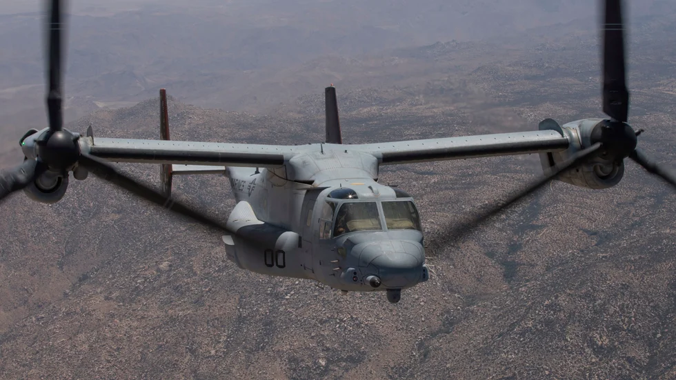 Osprey används av USA:s marinkår för att kunna transportera soldater. Arkivbild.