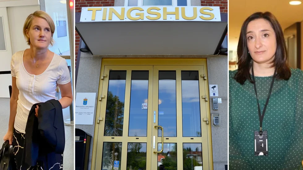 Advokat Linda Sundlöf (till vänster) och åklagare Irene Falk medverkade vid tisdagens rättegång i Skellefteå. Det dramatiska beskedet från åklagaren blev att åtalet angående misstankar om brott mot utlänningslagen lades ned under pågående förhandling. 