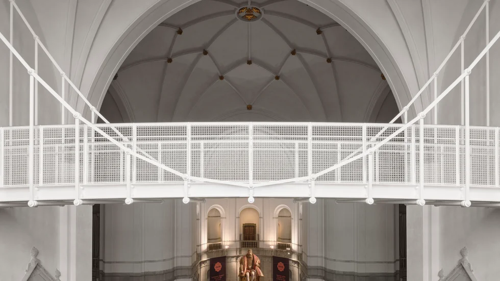 En ny bro ska göra den nya stora basutställningen på Nordiska museet mer tillgänglig, lagom till 150-årsjubileet. Pressbild.