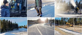 Snökanonerna jobbar för högtryck på Lindbäcksstadion