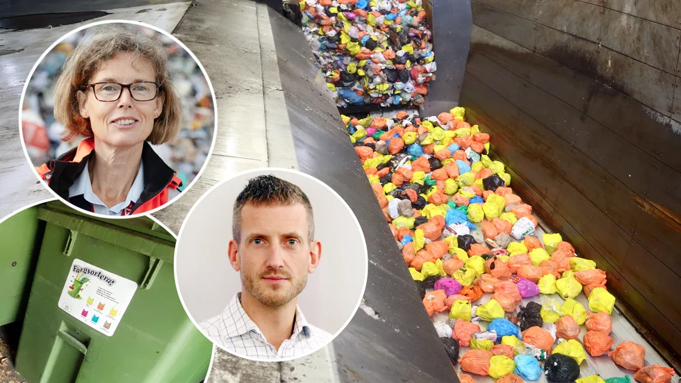 "Det finns ett flertal kommuner i landet som använder optisk sortering av avfall i olika hög utsträckning. I analysarbetet har vi samlat in information från många olika källor. Vi kommer att upphandla behandlingen av avfallet", säger SRV återvinnings vd Mette Holst. På bilden även Kent Briby, affärsområdeschef för återvinning på Eskilstuna Strängnäs Energi och miljö.