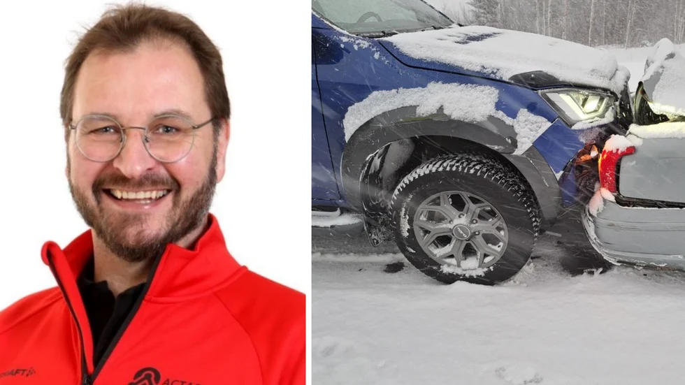 Rickard Petterson körde den blåa bilen när olyckan inträffade på E4 mellan Sävar och Djäkneboda. 