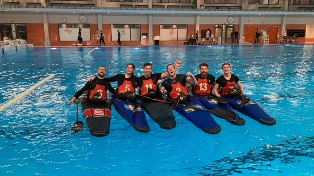 Skellefteå kanotklubbs seniorlag i kanotpolo vann säsongens första turnering.