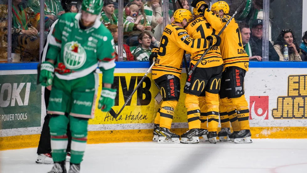 Max Lindholm's winning goal is celebrated.