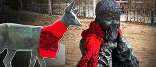 Därför hänger röda halsdukar på statyer i Skellefteå: "Är orolig"