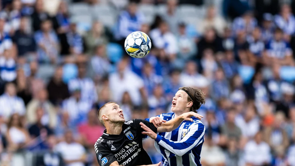 Sirius Melker Heier och IFK Göteborgs Kolbeinn Thordarson i duell.