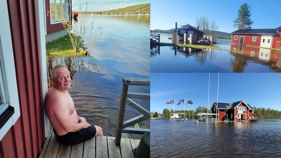 Hans-Göran Outinen brukar ha 50 meter till vattnet, men vid förra årets extrema vårflod kunde han bada från altanen.