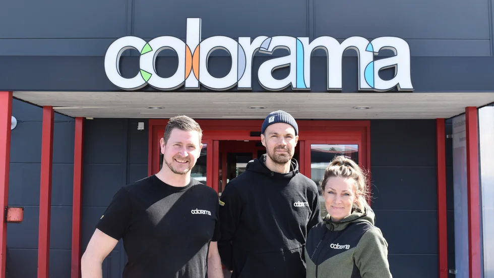 Colorama öppnade på Tjärnvägen i nya lokaler. Här är delägarna, Lars Lindblom, Daniel Nilsson och Linda Nilsson.