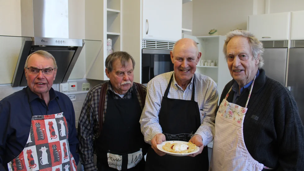 För våffelgräddningen hos SPF Gruvan, svarade från vänstger Hans Adolfsson, Lars Persson, Ove Karlsson och Runar Baggman.