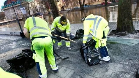 Översvämmning i Fyrisån vid resturang Lingon