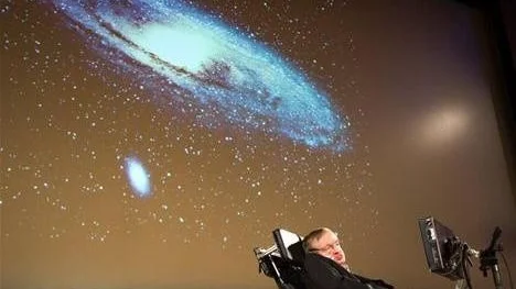 Stephen Hawking föreläser om universums uppkomst på universitetet i  Genève.