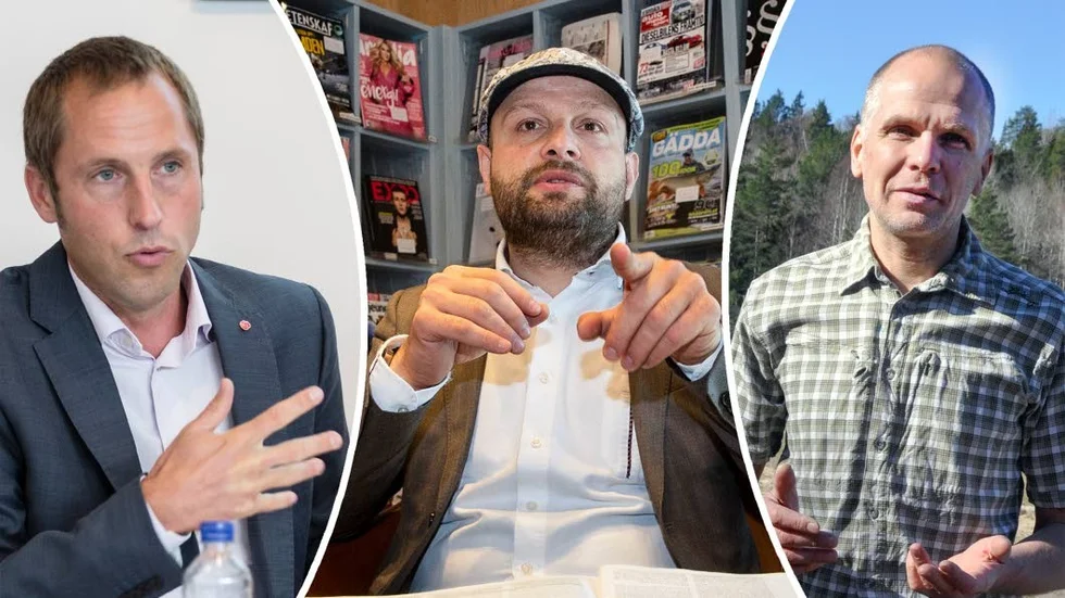 Erik Pelling (S), Mohamad Hassan (L) och Rickard Malmström (MP) förhandlar om ett gemensamt styre.