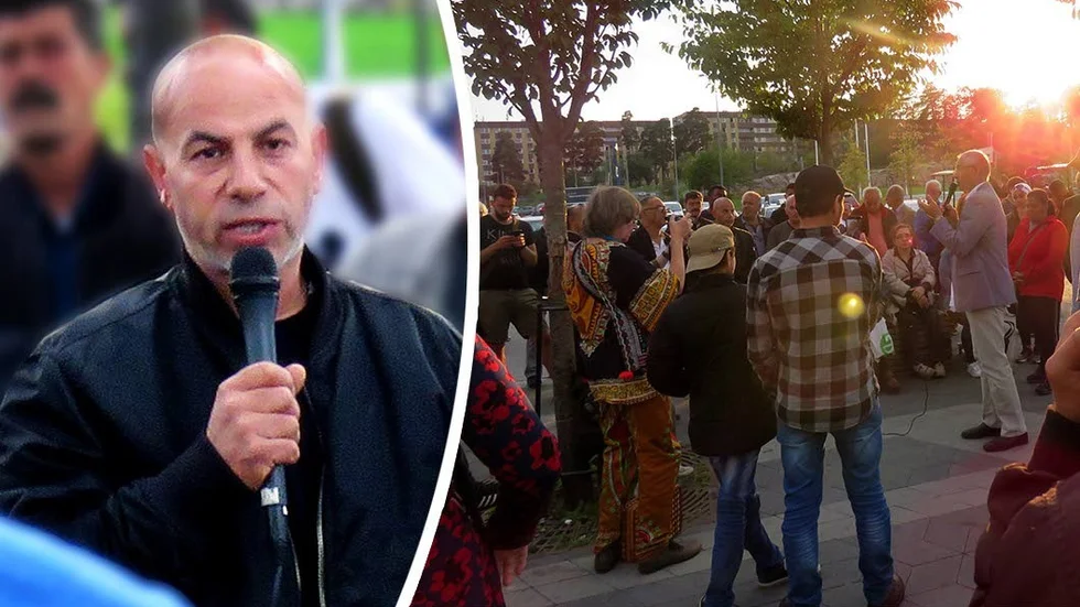 Yaser Aba Hadid höll tal vid manifestationen i Gottsunda. Han är pappa till den 17-åring som dödades med kniv vid Kvarngärdesskolan i söndags.