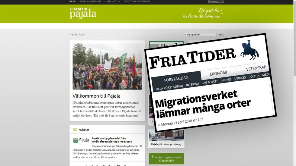 Pajala kommun har länkat till högersajtens nyheter.