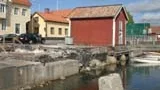 Öregrunds hamnområde efter bränderna förra hösten.