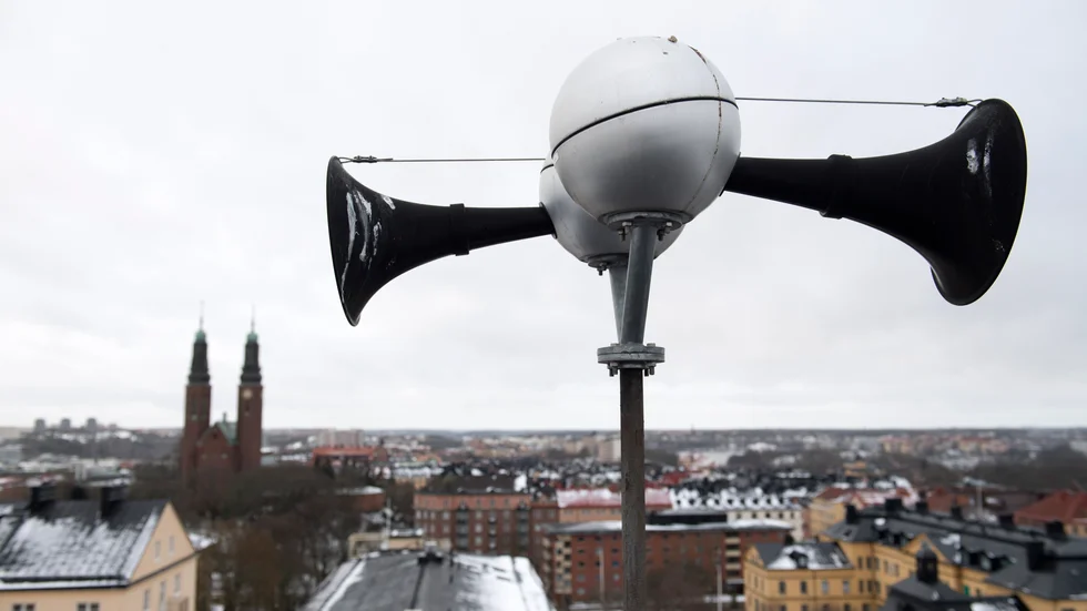 Larmsignalen Hesa Fredrik sänder ut viktigt meddelande till allmänheten. I måndags uppstod ett tekniskt fel på larmet. Arkivbild.