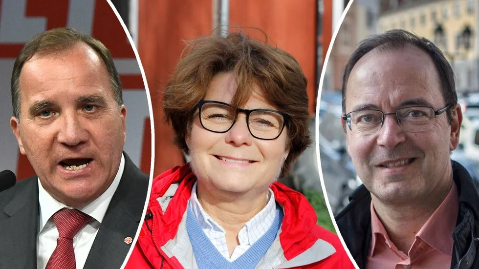 Från vänster Socialdemokraternas partiledare Stefan Löfven, Centerpartiets riksdagsledamot i Uppsala län Solveig Zander och Centerpartiets kommunalråd i Uppsala Stefan Hanna.