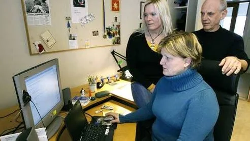 Epost på landstinget.Mia Pettersson,Benny Eklund och Lotta Gullbrandsson.