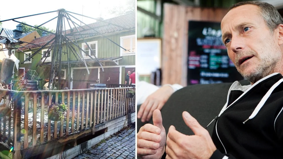 För ägarna till Lingon kom det som en chock när de en natt väcktes av beskedet att uteserveringen eldhärjats. Lars Uddfalk, delägare, till höger.