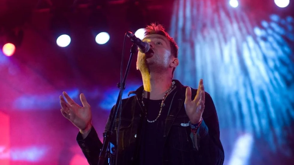Damon Albarn, lead singer of English rock band Blur, performs during the Optimus Primavera Sound music festival in Porto, Portugal, Friday, May 31, 2013. (AP Photo/Paulo Duarte) EDITORIAL USE ONLY