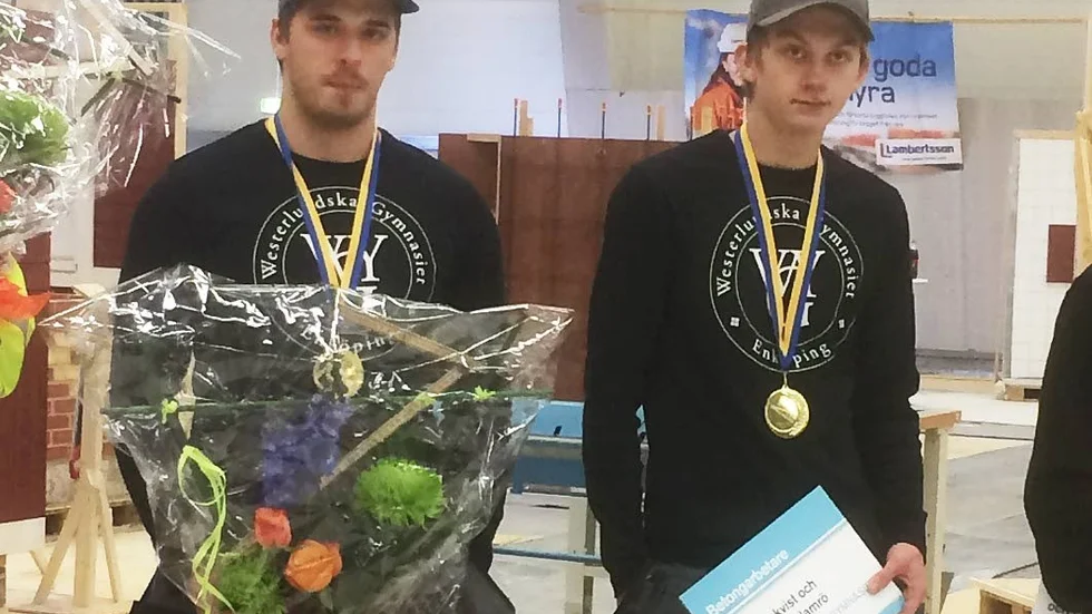 Vinnare. Emil Roskvist och Maximilian Hamrö vann klassen betongarbete vid Yrkes-DM i Uppsala. De går på åk 3 inriktning husbyggnad vid byggprogrammet påWesterlundska gymnasiet.
